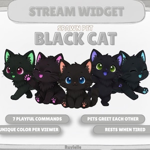 Animated Black Cat StreamElements Widget: Spawn Pet, Chat Commands, Custom Colors