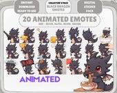 20 Animated Kawaii Black Dragon Emotes GIF Pack: Chibi Twitch Discord Emotes (Digital Download)