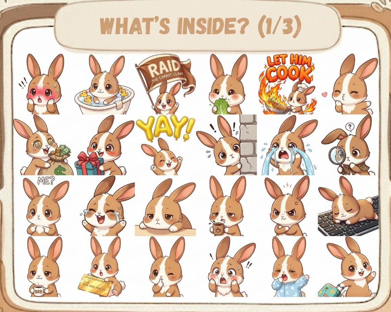 Wicked Rabbit Emotes 55 Kawaii Bunny Rabbit Emotes PNG Pack: Chibi Twitch Discord Emotes ...