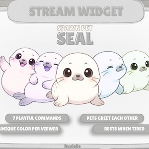 Animated Harp Seal StreamElements Widget: Spawn Pet, Chat Commands, Custom Colors