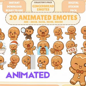 20 animierte Kawaii Lebkuchen Emotes GIF Pack: Chibi Twitch Discord Emotes (Digitaler Download)