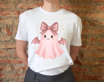 Pastel Pink Ghost Clipart, Cute Halloween PNG Sublimation, Soft Coquette Ghost Art