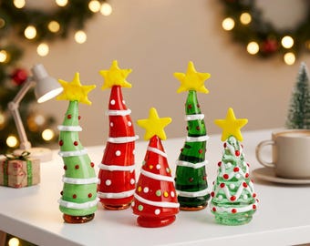 Figura de árbol de Navidad de cristal, decoración festiva para las fiestas, regalo de Navidad, bonito adorno de mesa.