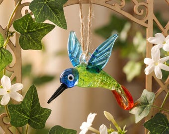 Handmade glass bird,Bird decoration,Glass ornament,Bird pendant,Sun Catcher,Home decoration,Mother's Day Gift,Father's Day Gift