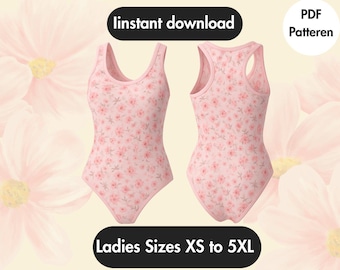 Patrón de costura de traje de baño (PDF, tallas XS-5XL) / Patrón de traje de baño para mujer / Patrón de traje de baño imprimible / Patrón de costura digital para principiantes (SSSE)