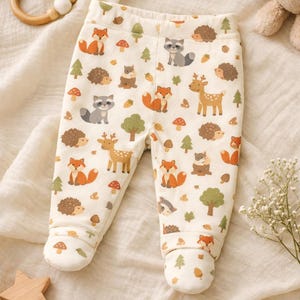 Patrón de costura digital para pantalones de pijama de bebé con estampado de animales y arcoíris / Patrón digital en PDF / Perfecto para recién nacidos