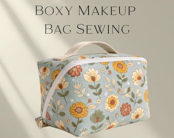 Boxy Zipper Pouch Sewing Pattern PDF | Floral Makeup Bag Pattern | Beginner Friendly | Step-by-Step Photo Tutorial
