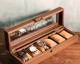 Custom Engraved Watch Box | Gift for Dad | Valentines Gift for Men | Wooden Watch Storage Case| Personalized Gift | Anniversary Gift
