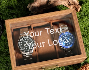 Caja de reloj de vidrio personalizada, se puede personalizar con cualquier contenido, para joyas de hombre, regalos del Día del Padre o San Valentín, regalos de aniversario.