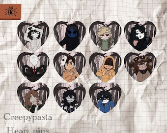 Creepypasta Heart Pins