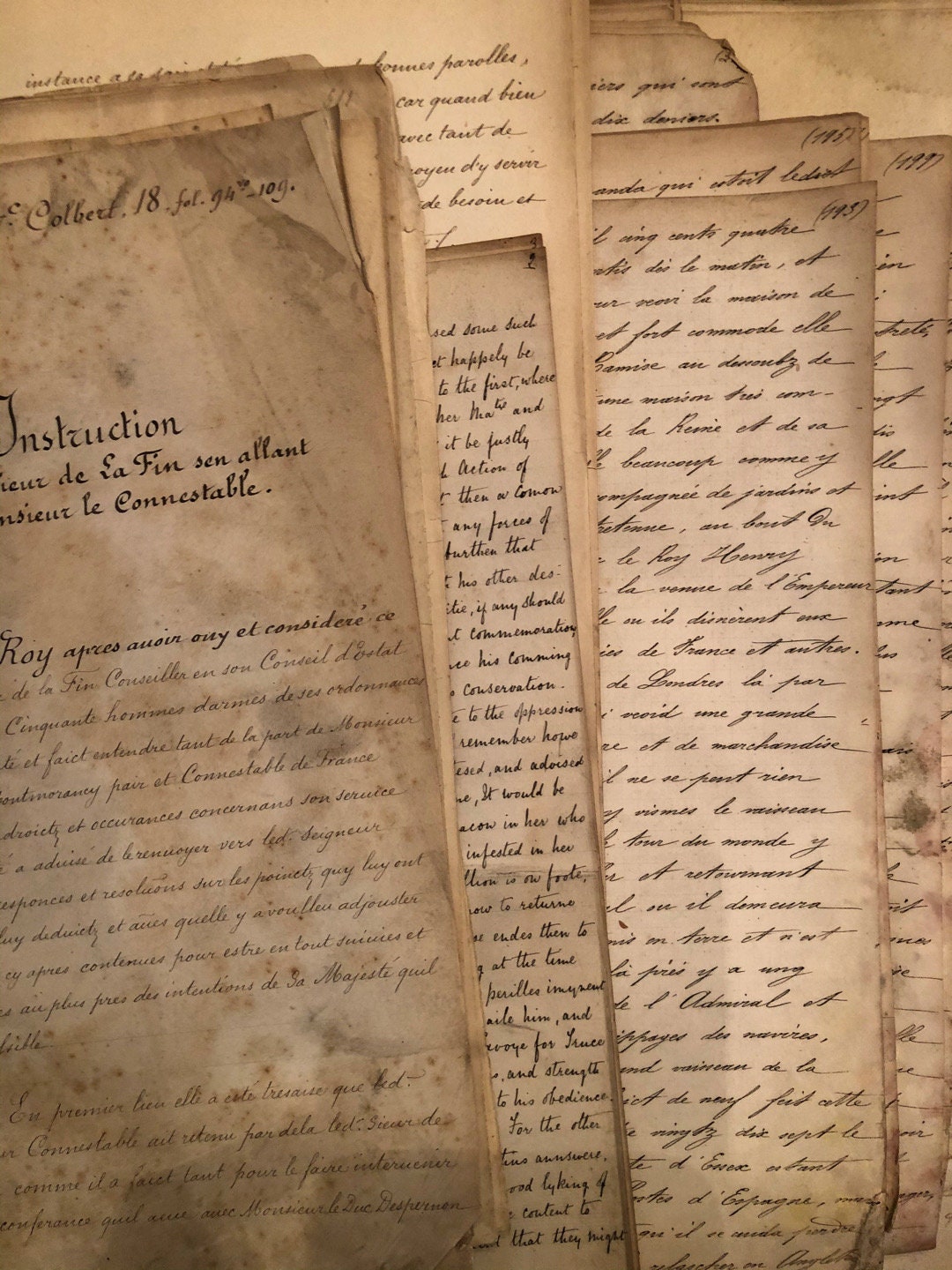 Original French Script Pages - Documents - 1800's - Early 1900…