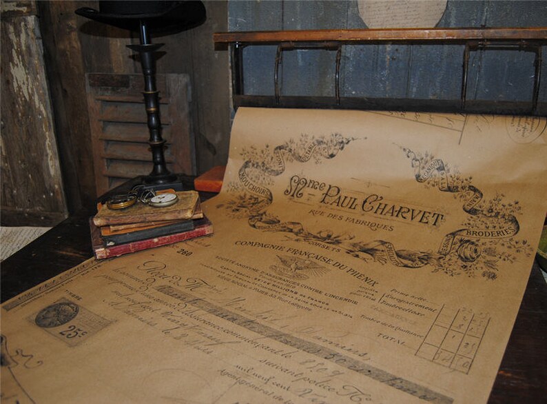 French Reciept Wrapping Paper KWFRREC Gift Wrap French Etsy