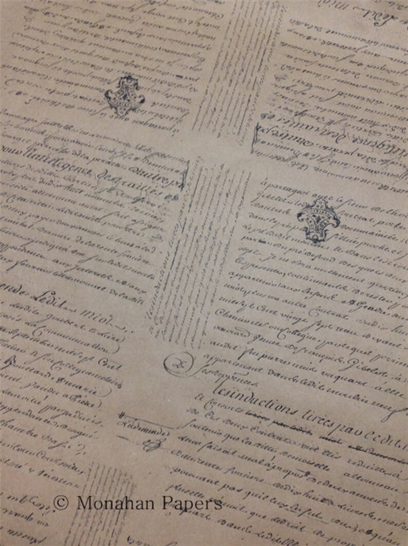 French Script Wrapping Paper Gift Wrap French Kraft Wrap Etsy