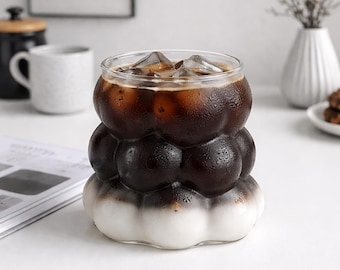 Bubble Glass Mug, Aesthetic Matcha Latte Cup, Cute Coffee Mug, Scandinavian Kitchen Glass, Iced Coffee Cup, Unique Drinkware Gift 236