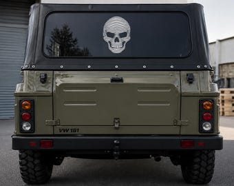 Stripe Skull Car Decal – Skull Window Sticker – Vinyl Car Sticker – 10×15 / 15×22 / 20×30 cm