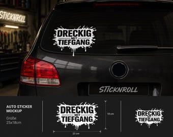Car sticker 25 x 18 cm "Dirty with depth" - Workshop humor sticker