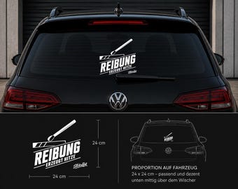 FRICTION CREATES HEAT – Mechanic Humor | Handmade Vinyl Sticker 24 x 24 cm