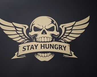 Skull Wings Sticker Stay Hungry Car Sticker Skull Wings Vinyl Decal 40-60 cm