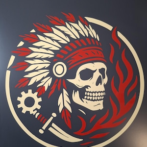 Native Skull Sticker 23x24cm / 23x27cm – Retro Skull Vinyl Decal – Car Window Sticker – Garage Tuning Motorcycle Decal