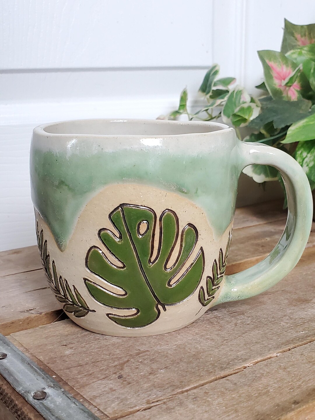 Green Tropical Mug – 18 Oz - Ceramic - Wheel Thrown Pottery - Etsy
