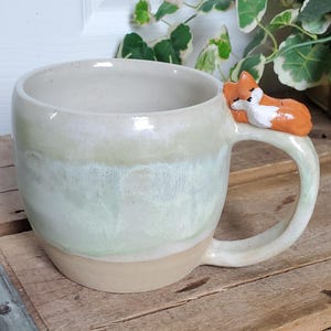 Sleepy Fox Mug 17 oz - Wheel Thrown Pottery