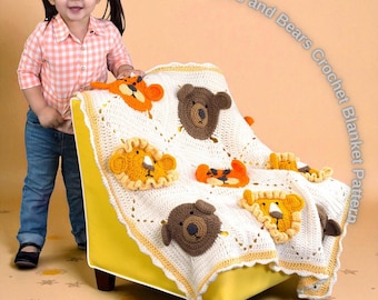 Crochet Animal Blanket Pattern: Safari Lions, Tigers, Bears (PDF Pattern)