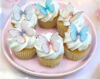 24pcs Rainbow Edible Butterfly Cake Toppers, Edible Wafer Paper Butterflies, Edible Cupcake Toppers, Birthday Cake Topper, Baby Cakes