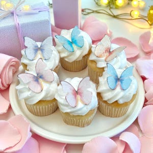 24pcs Rainbow Edible Butterfly Cake Toppers, Edible Wafer Paper Butterflies, Edible Cupcake Toppers, Birthday Cake Topper, Baby Cakes image 3