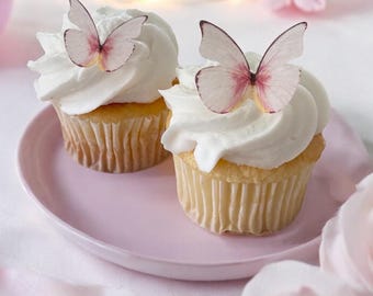 24pcs Pink Edible Butterfly Cake Toppers, Edible Wafer Paper Butterflies, Edible Cupcake Toppers, Birthday Cake Toppers, Bridal Cupcakes
