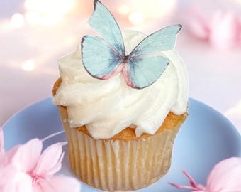 24pcs Dream Blue Edible Butterfly Cake Toppers, Edible Wafer Paper Butterflies, Edible Cupcake Toppers, Birthday Cake Topper, Baby Cakes