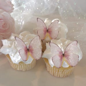 24pcs Pink Edible Butterfly Cake Toppers, Edible Wafer Paper Butterflies, Edible Cupcake Toppers, Birthday Cake Toppers, Bridal Cupcakes