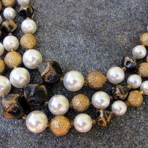 Collana vintage Triple Strand Marrone Oro