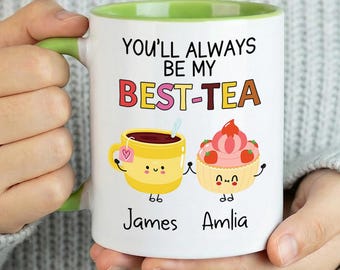 Beste Teetasse, Freundschaftsgeschenk Becher, personalisierte beste Freundin Kaffeetasse, süßes Tee-Liebhaber-Geschenk, Geburtstagsgeschenk für sie