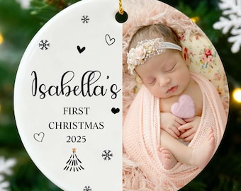 Personalisierte Baby erste Weihnachten Ornament, Benutzerdefinierte Neugeborenen Andenken Geschenk, Baby Jungen oder Mädchen Geschenk, Baby Girl Ornament