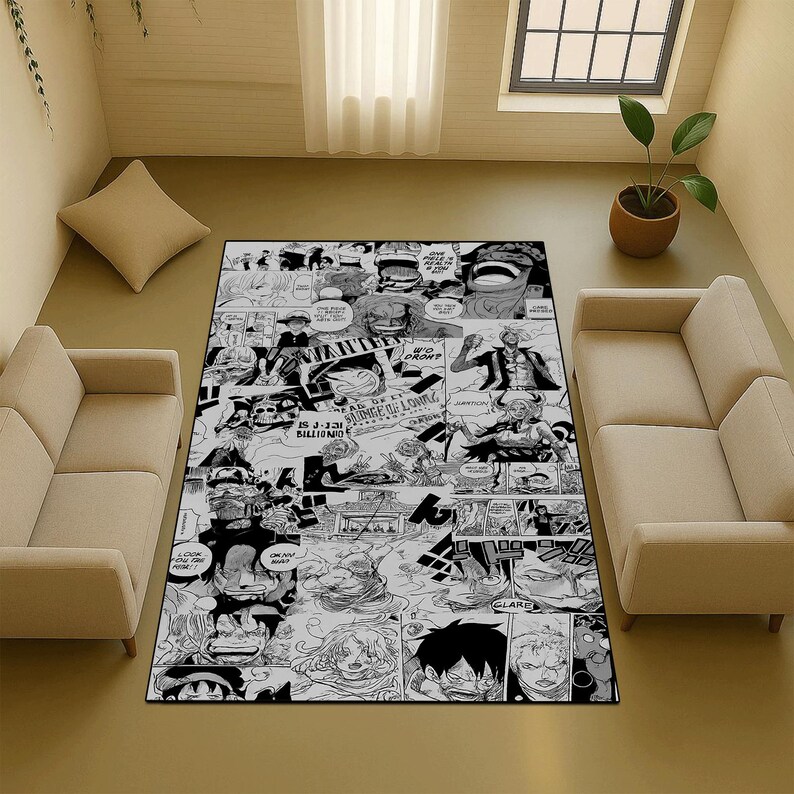Black and White Manga Panel Area Rug - Etsy