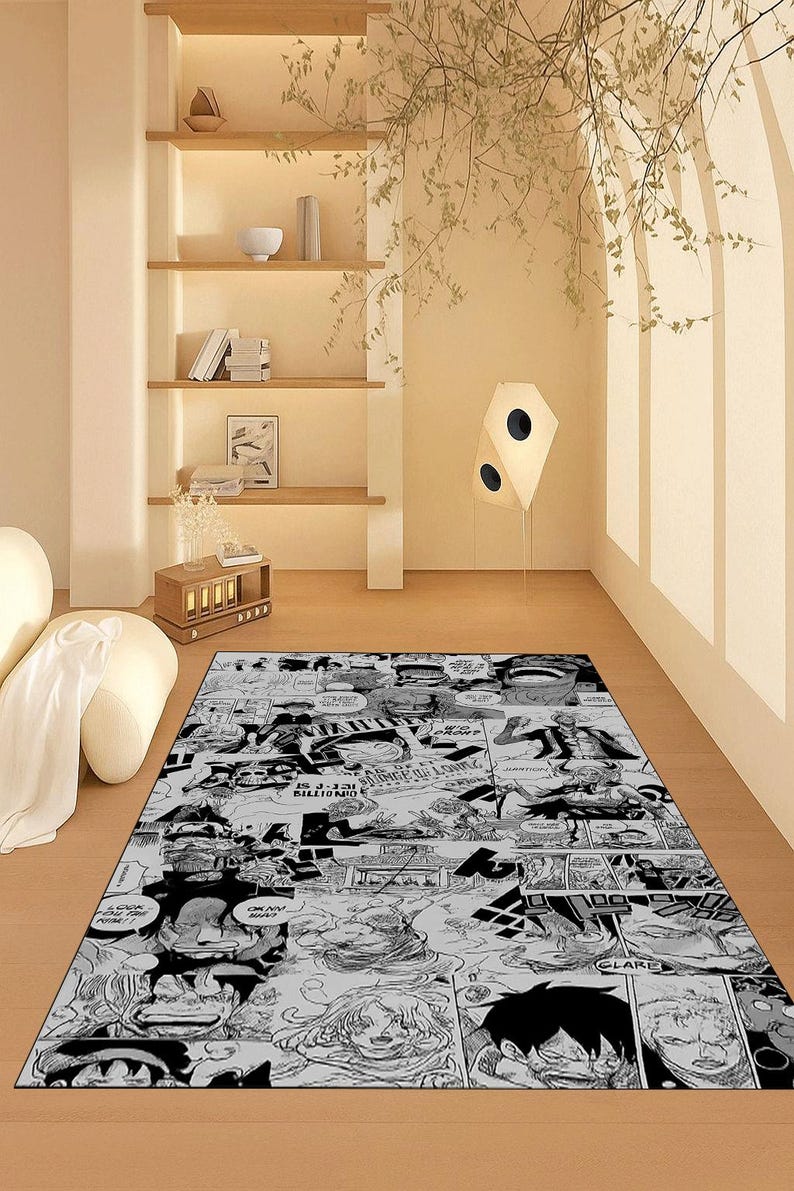Panel Design Rug Black and White Manga Panel Area Rug - Etsy