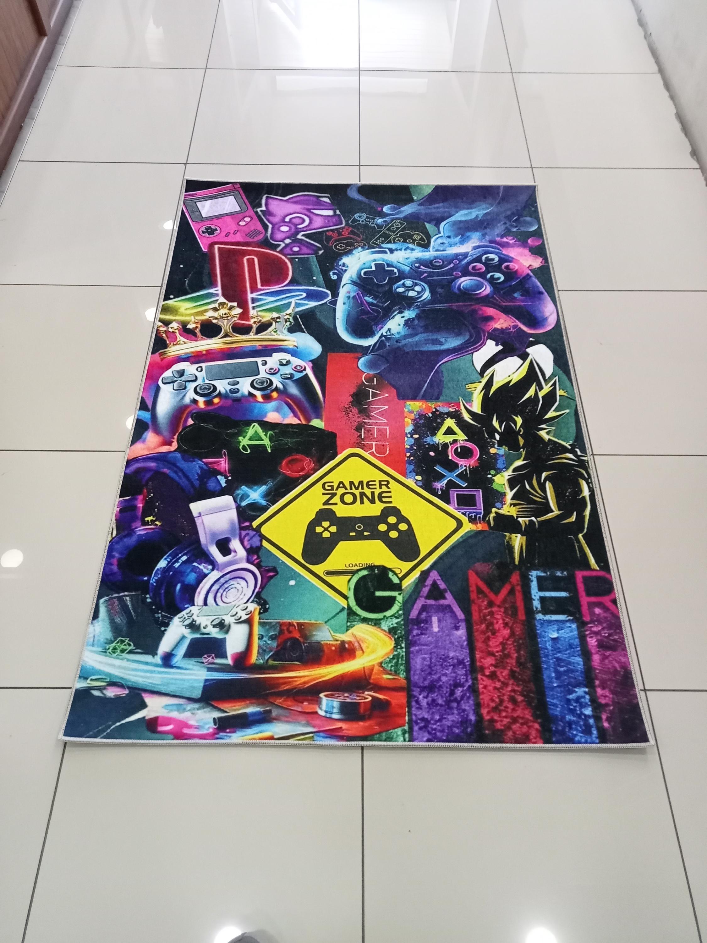 Ps3 Rugs Gaming Collage Rug, Neon Gamer Room Carpet, Playstation Controller, RGB ...