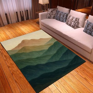 Mountain Landscape Rug: Washable Non-Slip Polyester Area Carpet