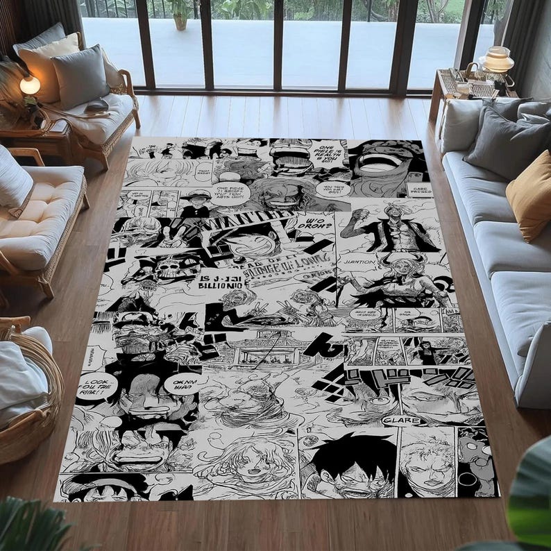 Black and White Manga Panel Area Rug - Etsy