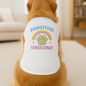 Pawsitive Vibes Pet Tank Top, Dog Apparel, Summer Dog Clothing, Cute Pet Outfit, Gift for Dog Lovers, Funny Pet Shirt