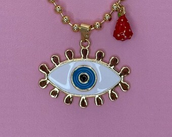 18K Gold Plated Stainless Steel Evil Eye Statement Necklace