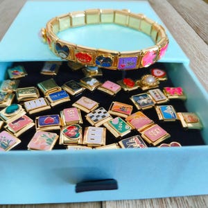 Custom Italian Charm Bracelet, Gold Italy Charms Bracelet, Vintage Best Friend Bracelet, Handmade Italian Watch Bracelets for Women Gifts