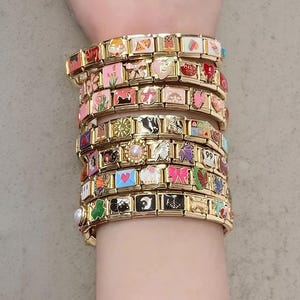 Gold italian charm bracelet,Personalized gold italian bracelet,custom photo charm, italian charm, couple bracelets, send tools