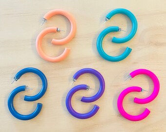 Mini Polymer Clay Hoops - Hoop Earrings - Choose One Colour
