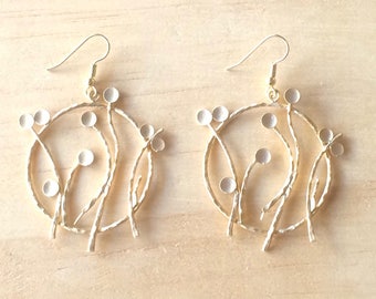 Large Matte Gold Dandelion Earrings