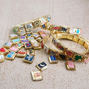 Custom Italian Charm Bracelet, Gold Italy Charms Bracelet, Vintage Best Friend Bracelet, Handmade Italian Watch Bracelets for Women Gifts