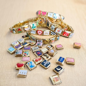Custom Italian Charm Bracelet, Gold Italy Charms Bracelet, Vintage Best Friend Bracelet, Handmade Italian Watch Bracelets for Women Gifts