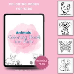 Cute Children's Animal Coloring Book | 12 pages | coloring book for kids | Printable Coloring Book | Instant Download file