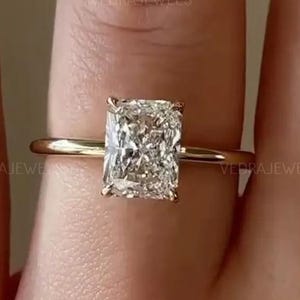 Radiant Cut Moissanite Engagement Ring Radiant Cut Engagement Ring Radiant Cut Solitaire Ring 4.5 CT Hidden Halo Radiant Cut Promise Ring