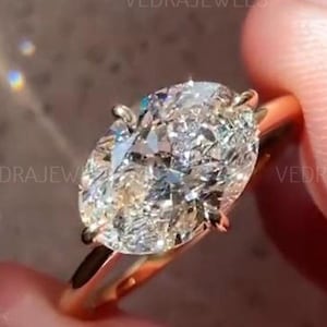 Oval Moissanite Engagement Ring, 3 CT Oval Wedding Ring, Hidden Halo Ring, Rig for Women, Propose Ring, Cathedral Setting, Anniversary